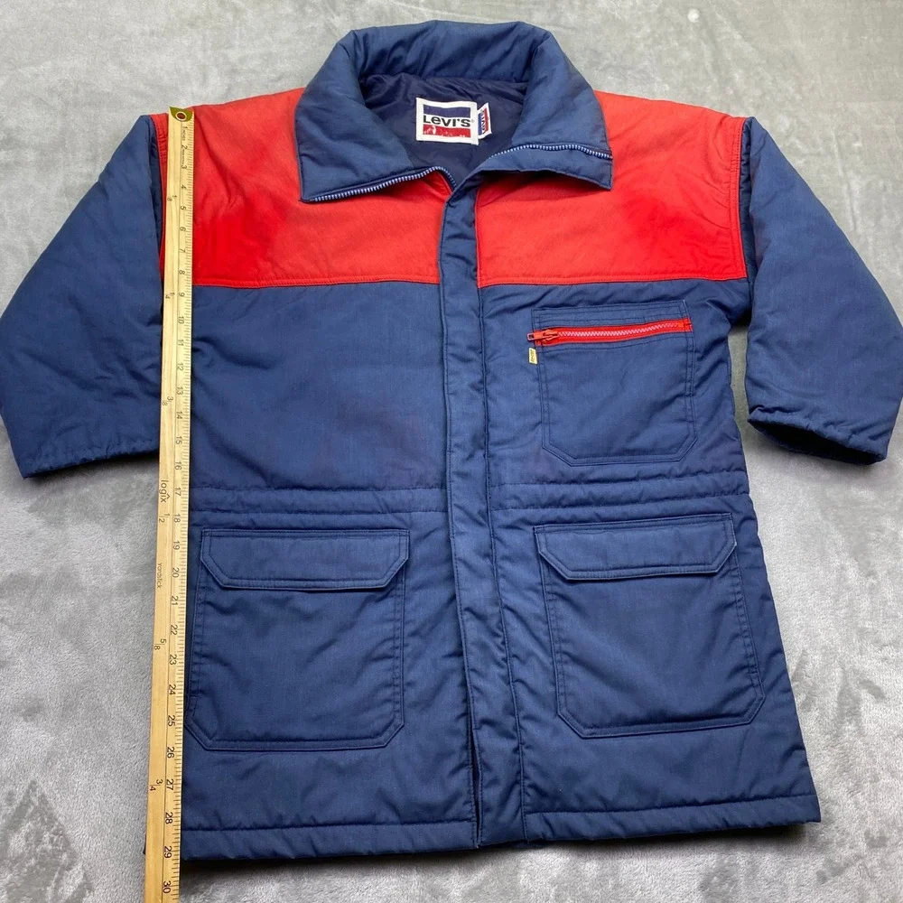 VTG Levis 70's Puffer Jacket Red Blue Color‎ Block 3M Thinsulate Sz M Retro USA